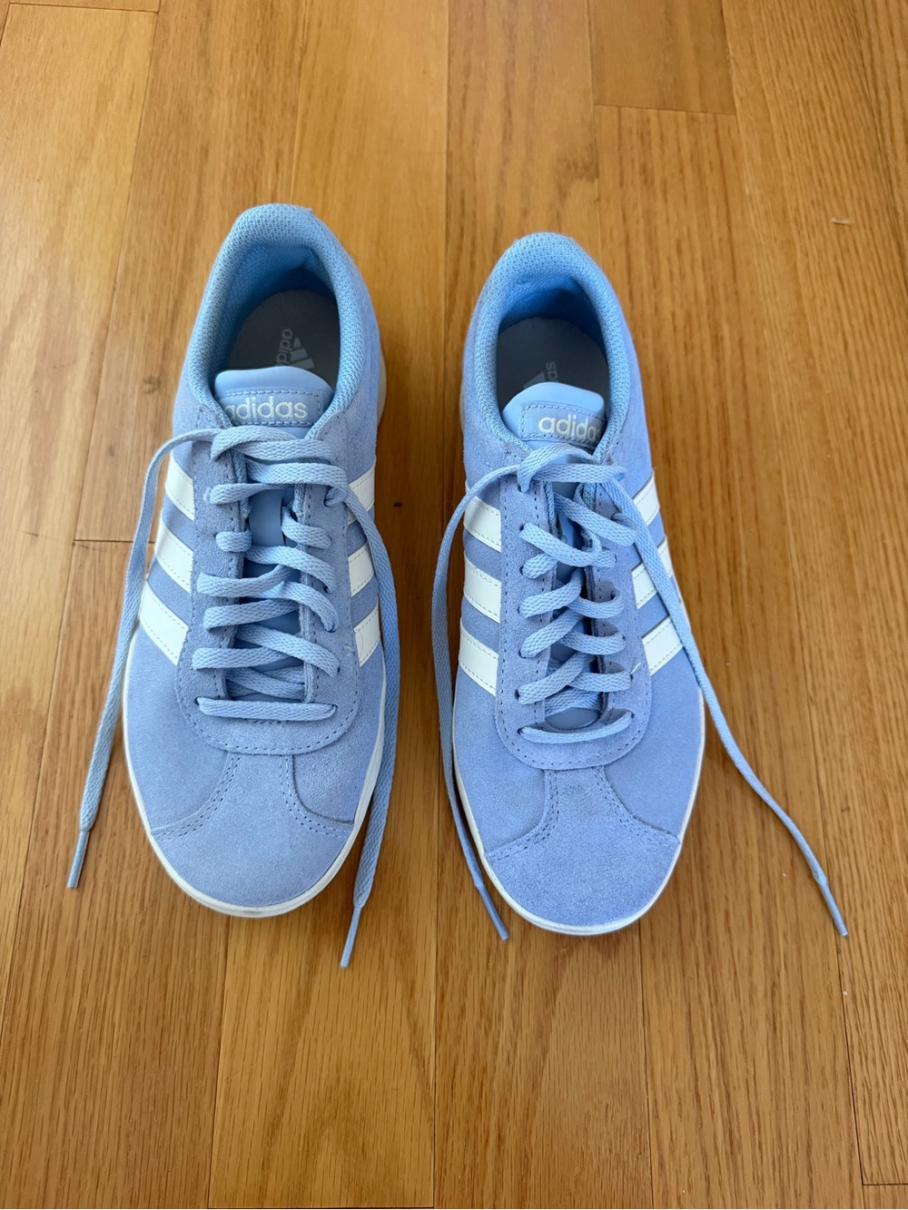 adidas Suede Sneakers in Light Blue and White